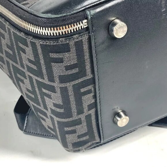FENDI 2WAY Bag Handbag Logo Zucca bag Backpack Leather/Canvas Black/gray - Picture 6 of 15